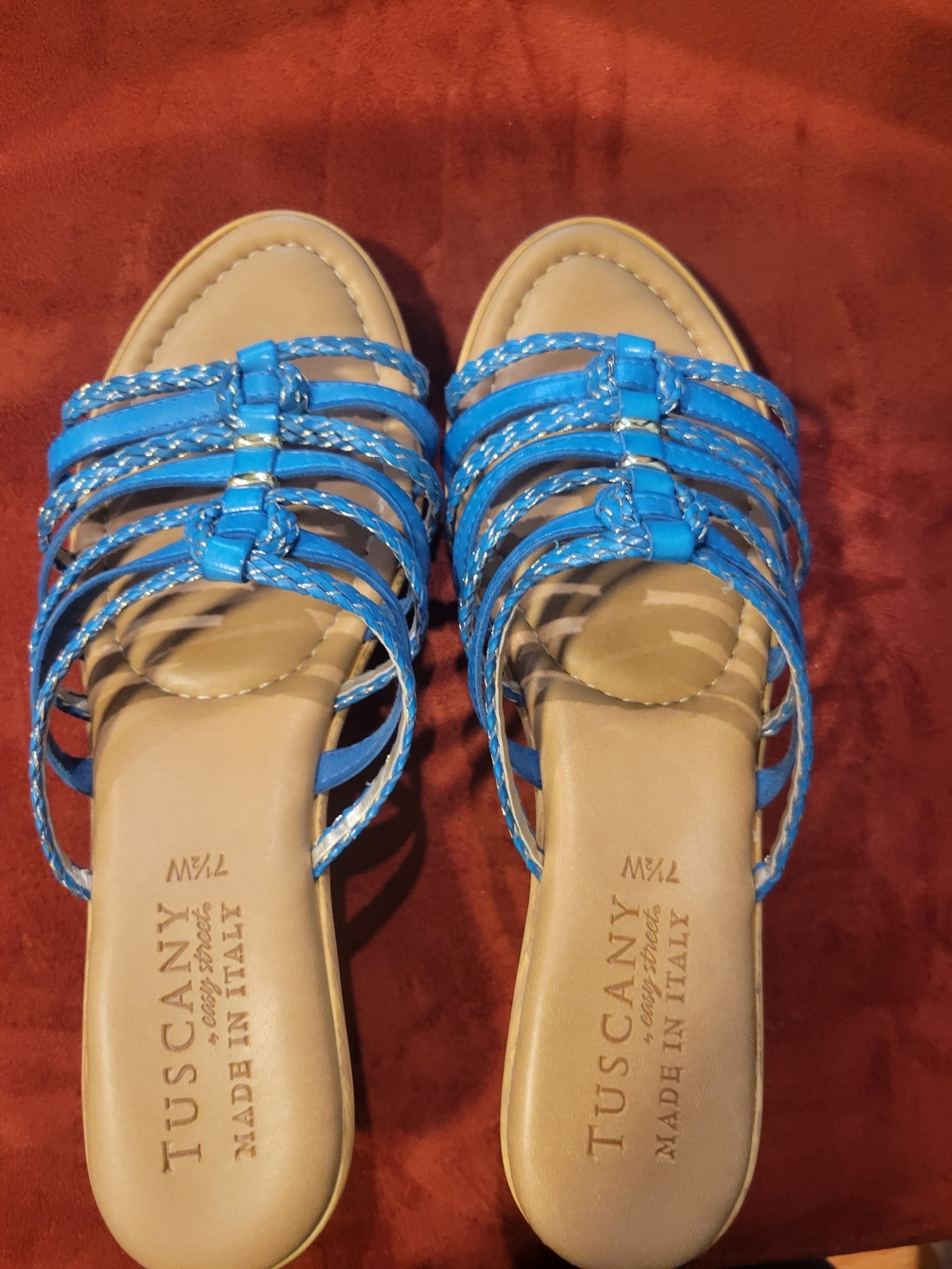 Blue Braided Slide Sandals — Women's Casual Comfort